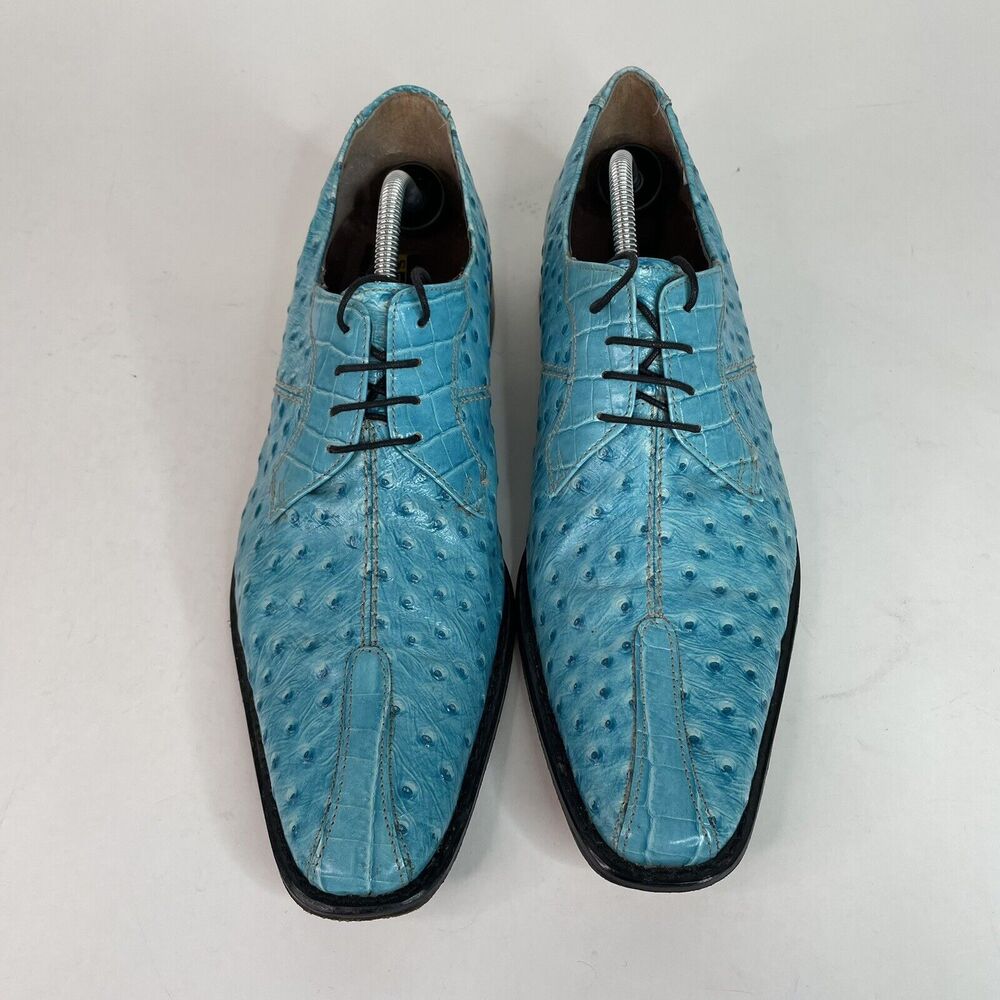 Stacy Adams Men’s Dress Shoes 12M, Blue Leather, Ostrich Print, Oxfords Rare VTG - Picture 4 of 11